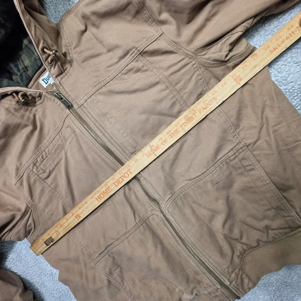 Duluth Trading Co Vintage Hooded Canvas Chore Work Jacket Flannel Lined Size 2XL